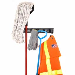 Alpine Industries 16 in. Wall Mounted Mop and Broom Holder with 5 Slots and 6 Retractable Hooks thumbnail 7