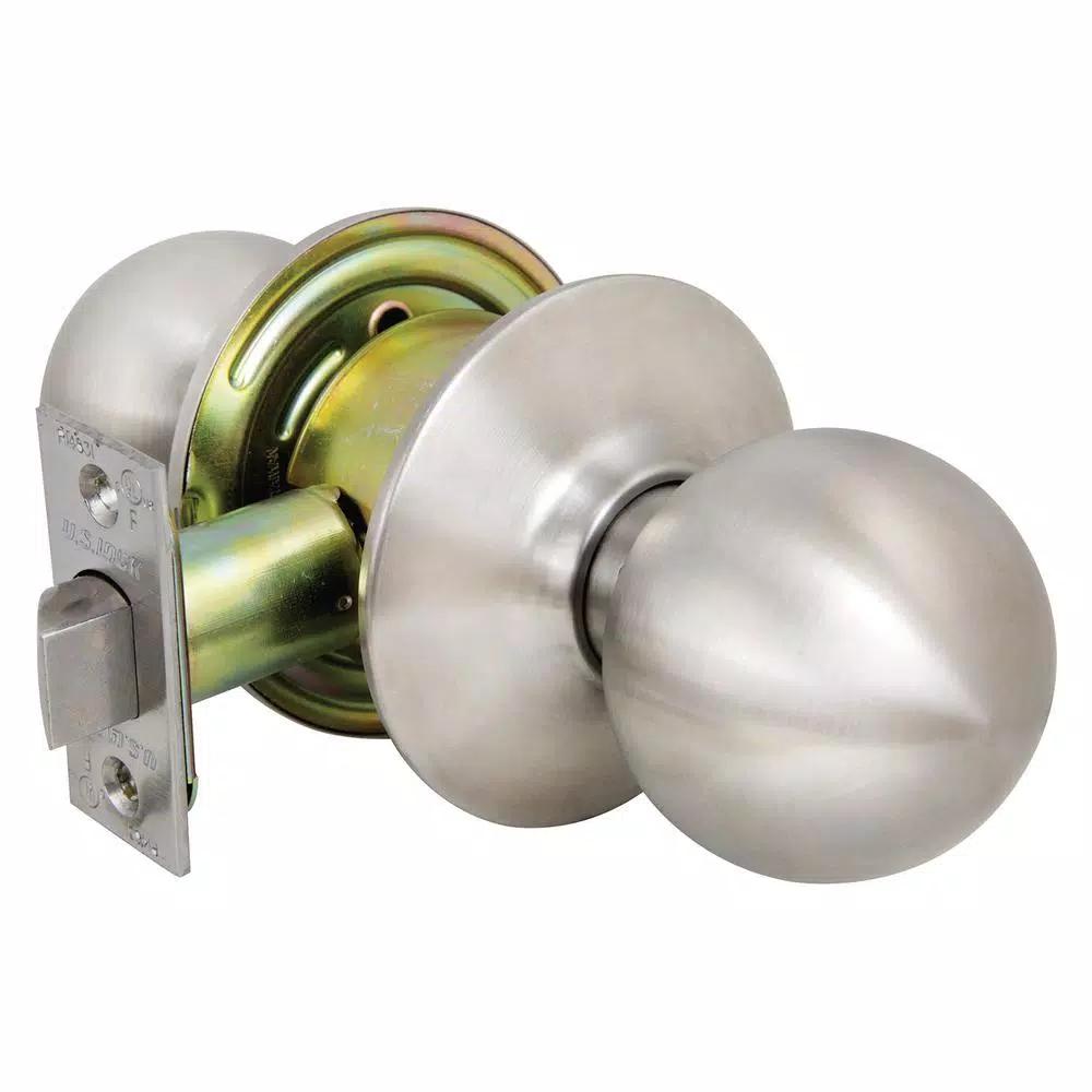 US Lock 2010 GR2 Passage Ball Door Knob, Brushed Stainless US32D, 2-3/8 in. Backset