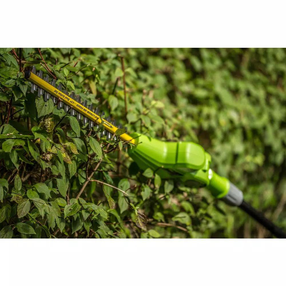 Earthwise 24V Cordless Lithium-Ion 17 in. Pole Hedge Trimmer with 2.5 Ah Battery