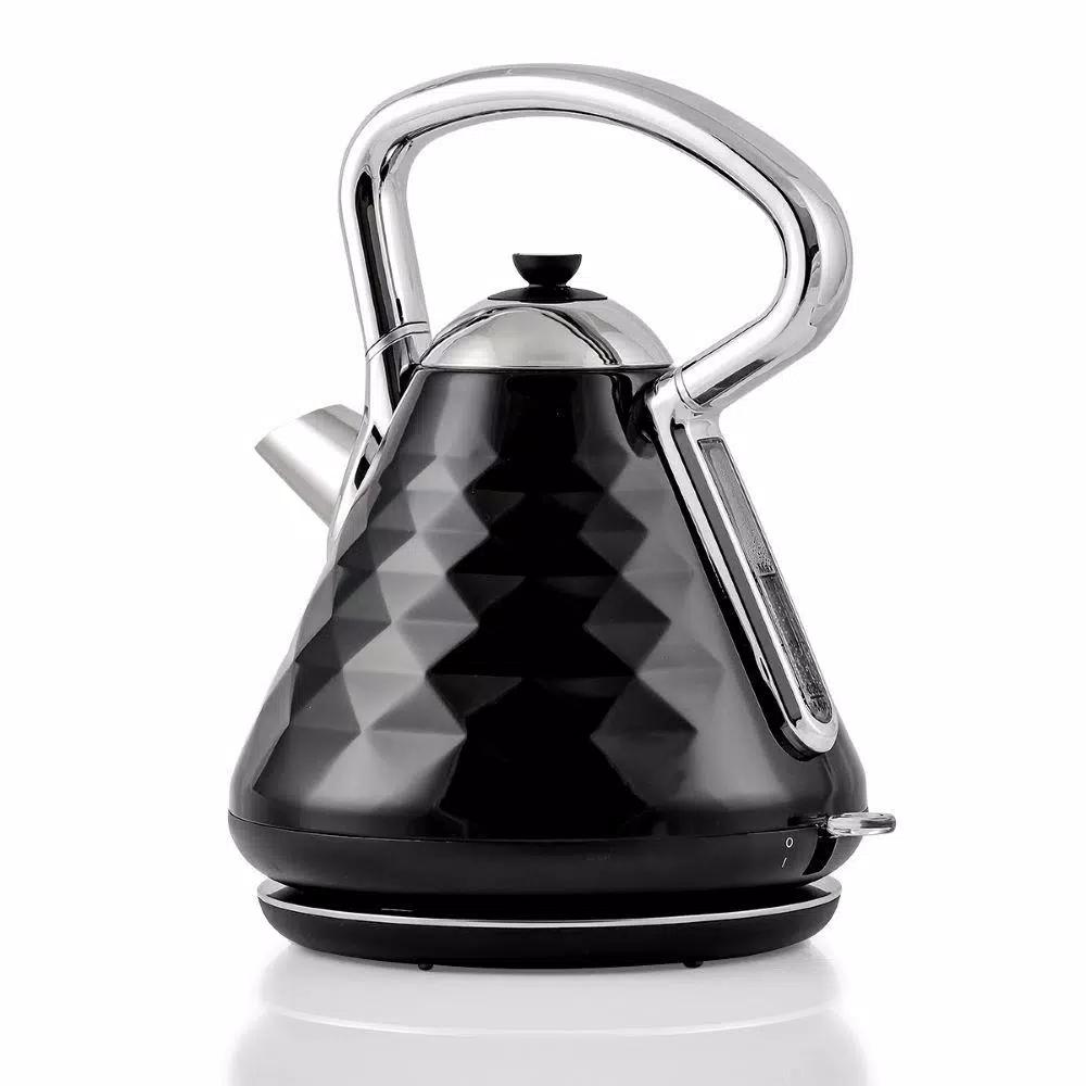 Ovente Cleo Collection 1.7L Electric Kettle, 1500W Stainless Steel Tea Kettle with Auto Shut-Off, Black