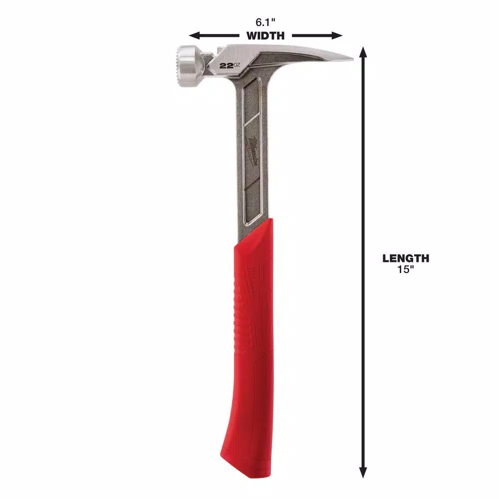 Milwaukee 22 oz. Milled Face Framing Hammer with Shockshield Grip and Hammer Loop