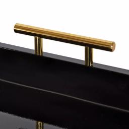 Kate and Laurel Lipton 18 in. Black and Gold Hexagon Decorative Serving Tray with Metal Handles thumbnail 4