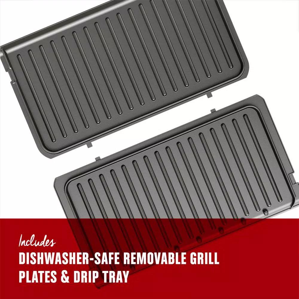 George Foreman Rapid Grill 80 sq. in. Electric Indoor Grill and Panini Press, Black