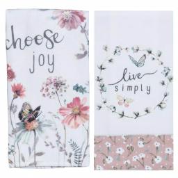 Kay Dee Lisa Audit Watercolor Floral Cotton Kitchen Textile Set - 4 Piece Blush Set thumbnail 2