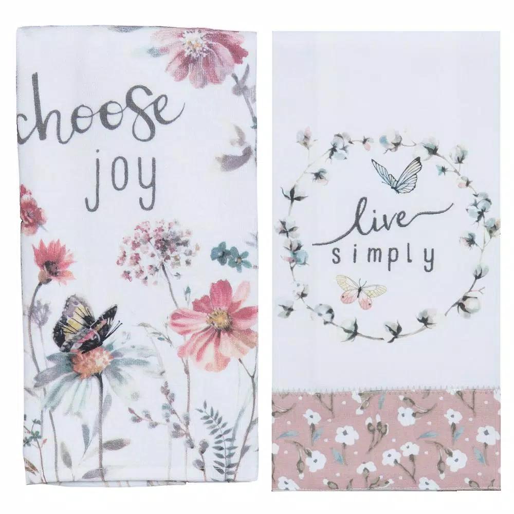 Kay Dee Lisa Audit Watercolor Floral Cotton Kitchen Textile Set - 4 Piece Blush Set