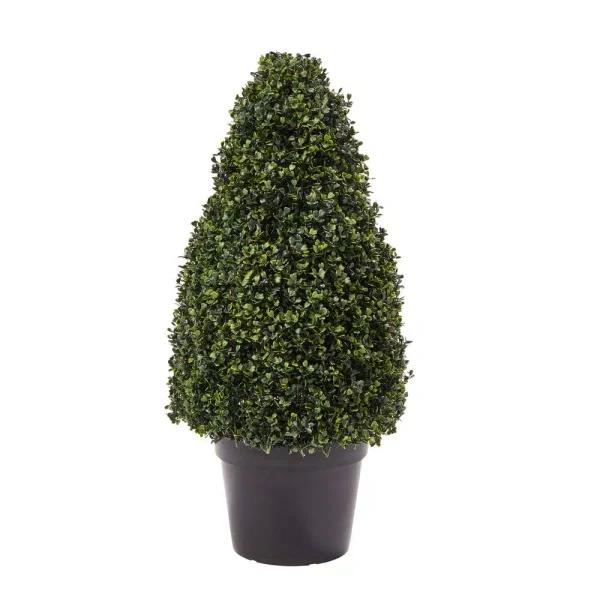 Pure Garden 36 in. Artificial Boxwood Tower Style Topiary with Pot