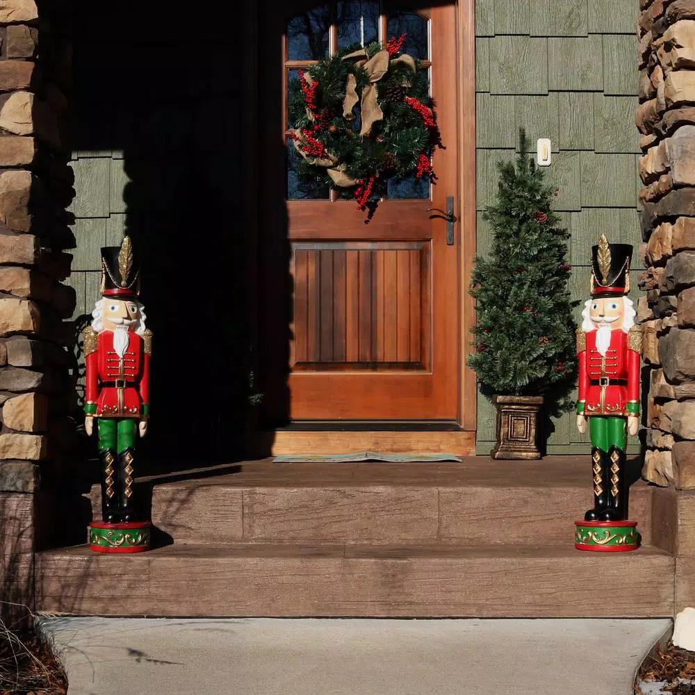 Sunnydaze Decor 37.5 in. Kristoff Nutcracker Soldier Christmas Sculpture (Set of 2)