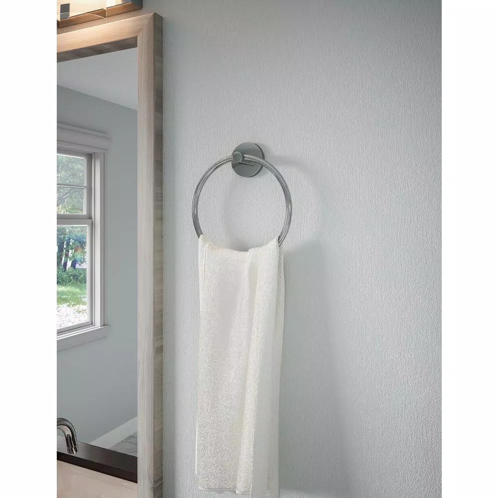 Design House GRAZ Park Polished Chrome Towel Ring - Modern Zinc Hand Towel Holder
