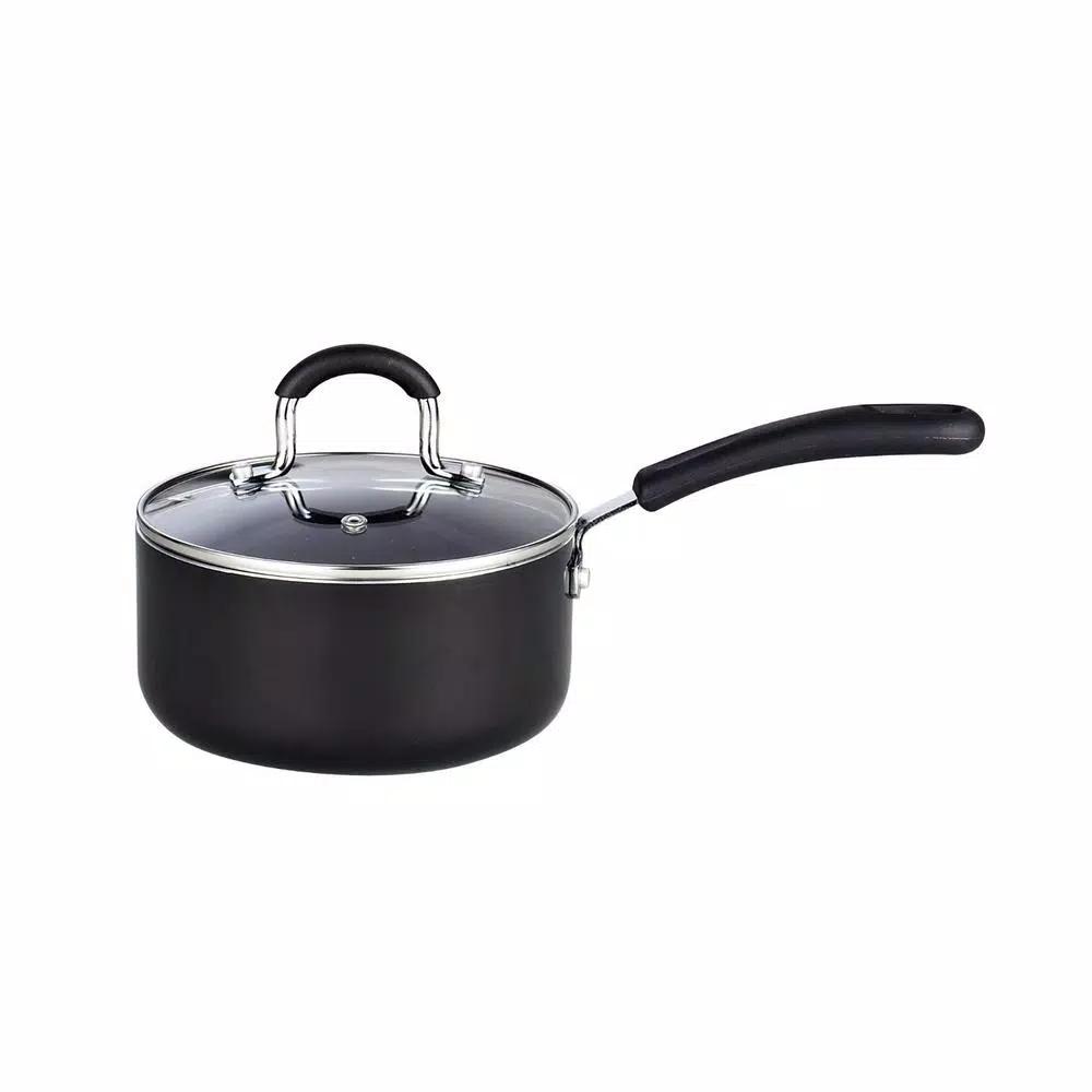 Cook N Home 8-Piece Aluminum Nonstick Cookware Set, Black