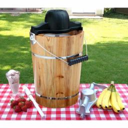 AmeriHome 6 Qt. Old Fashioned Ice Cream Maker with Pine Tub, Ice Crusher, and Mixing Paddle thumbnail 3