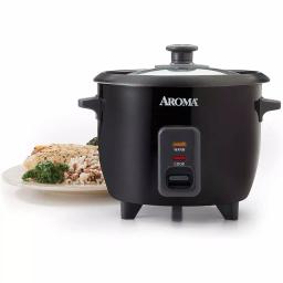 Aroma 6-Cup Rice Cooker and Food Steamer with Removable Steam Tray, Black thumbnail 2