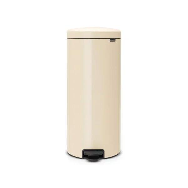 Brabantia 8 Gallon Almond Steel Step-On Trash Can with Soft-Close Lid