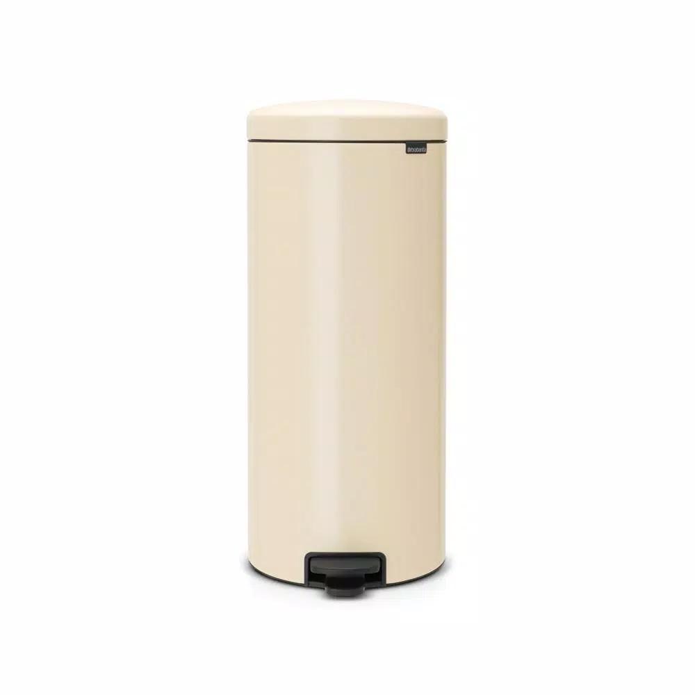 Brabantia 8 Gallon Almond Steel Step-On Trash Can with Soft-Close Lid
