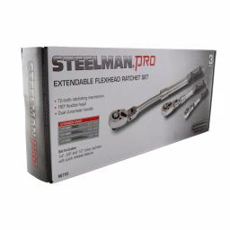 STEELMAN PRO 96753 3-Piece Extendable Flex-Head Ratchet Set, 1/4 in., 3/8 in., and 1/2 in. Drive thumbnail 7