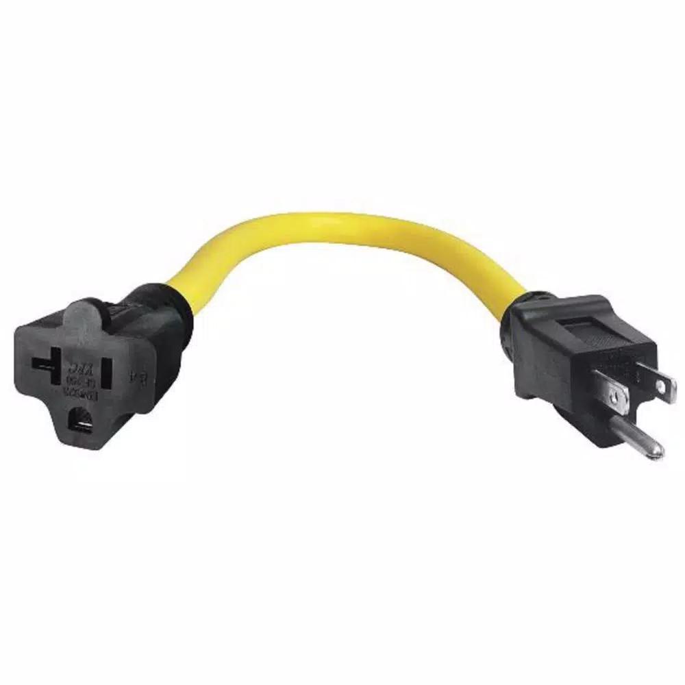 Hilti 15 Amp to 20 Amp NEMA Adapter, Yellow Rubber Construction