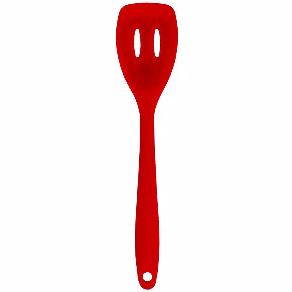 Unbranded Red Silicone Heat-Resistant Slotted Spoon for Non-Stick Cookware