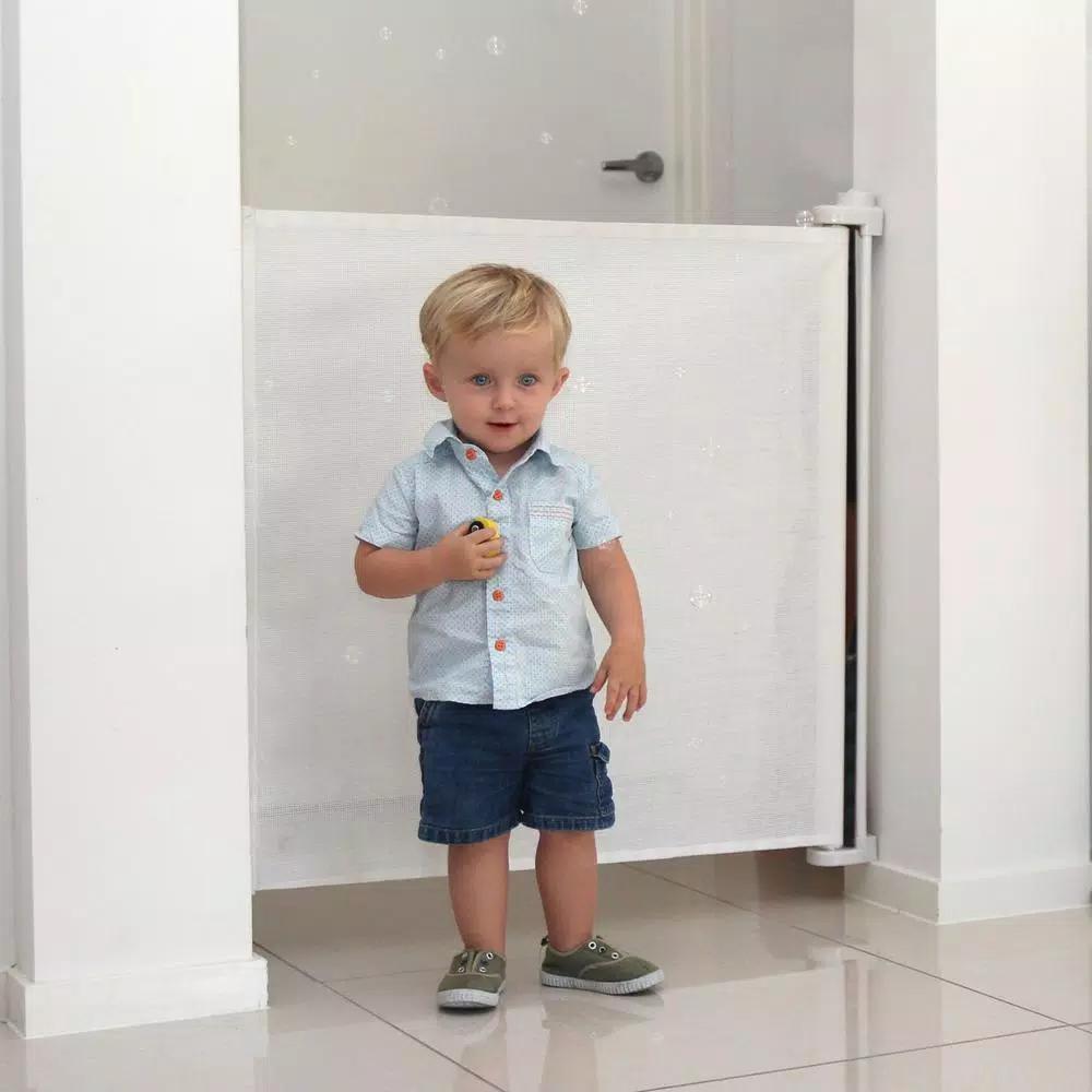 Perma Child Safety Extra Tall & Extra Wide Outdoor Retractable Gate, 41 in. H x 71 in. W, White