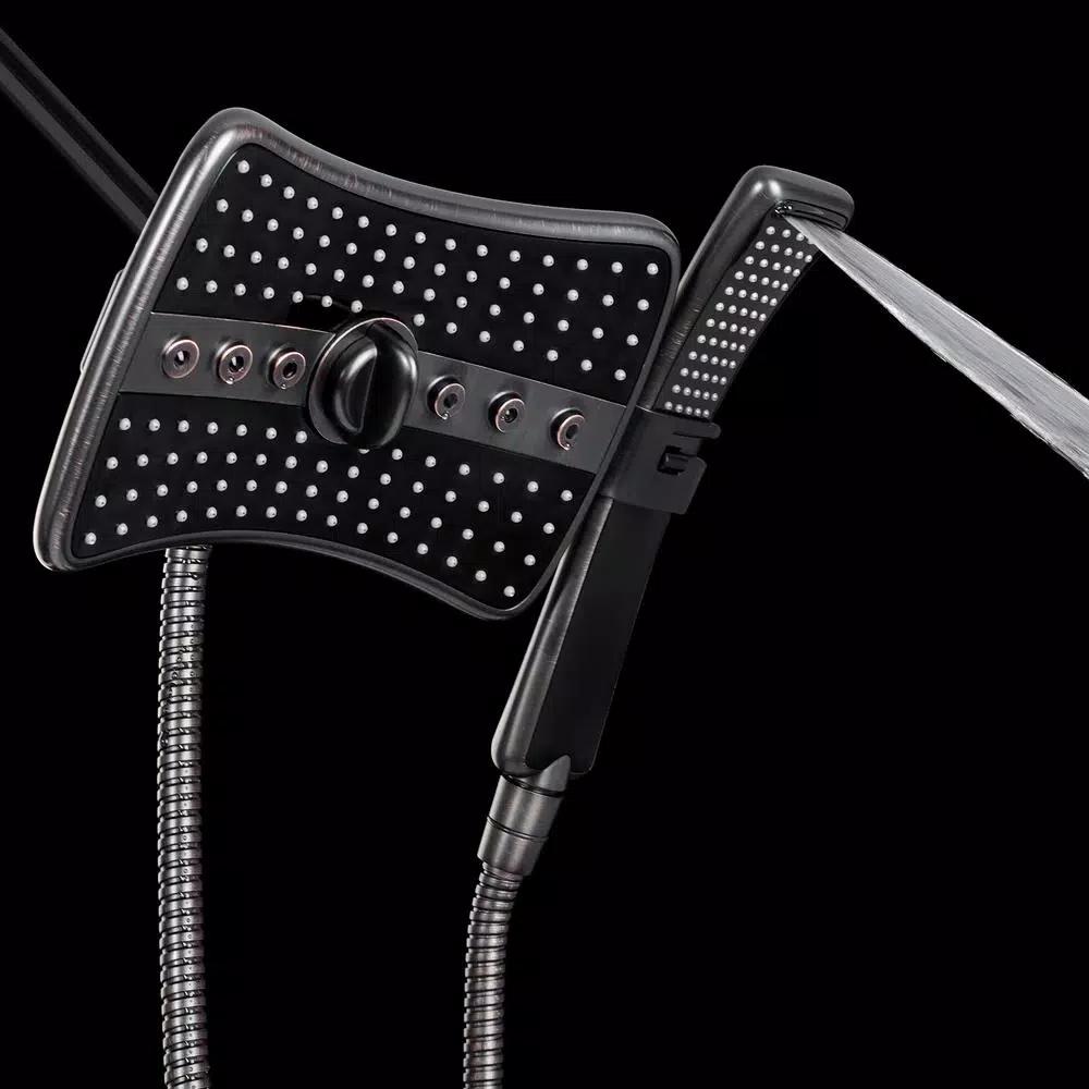 AKDY 9 in. Dual Shower Head and Handheld Wand Combo, 4 Spray Modes, Antique Bronze