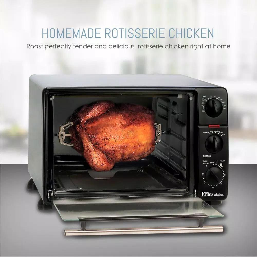 Maximatic 0.8 cu. ft. Black Toaster Oven Broiler with Rotisserie, 1500W