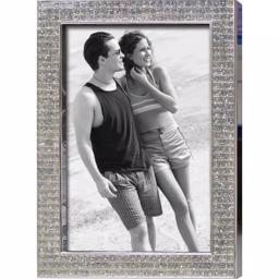 Heim Concept Chrome Plated 4x6 Inch Bling Border Metal Photo Frame, Silver thumbnail 3