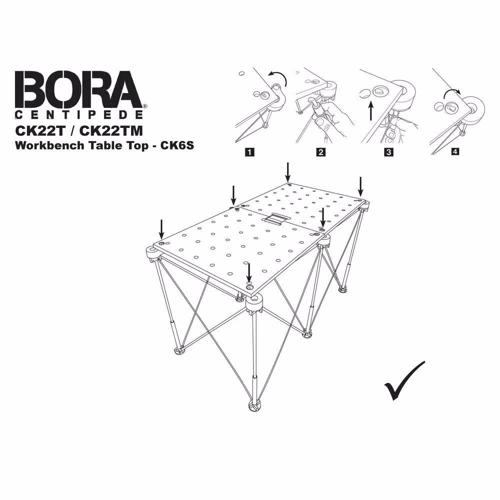 BORA Centipede 24 in. x 48 in. Heavy-Duty Workbench Top with 3/4 in. Dog Holes
