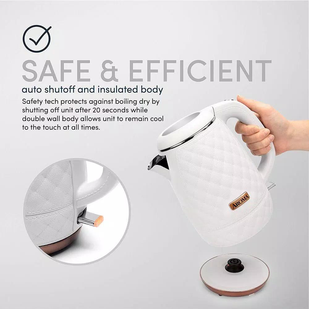 Aroma Professional 7-Cup Electric Water Kettle, 1.7L, White
