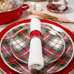 Golden Rabbit Highland Plaid 8 in. Enamelware Round Salad Plate Set of 4 thumbnail 6