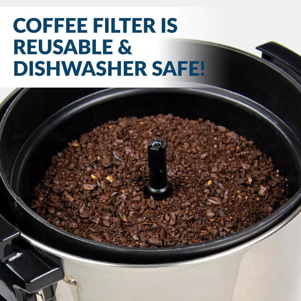 HomeCraft 30-Cup Stainless Steel Electric Coffee Urn with Reusable Filter