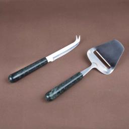 Creative Home Stainless Steel Cheese Cutter and Knife Set with Natural Green Marble Handles (2-Piece) thumbnail 2