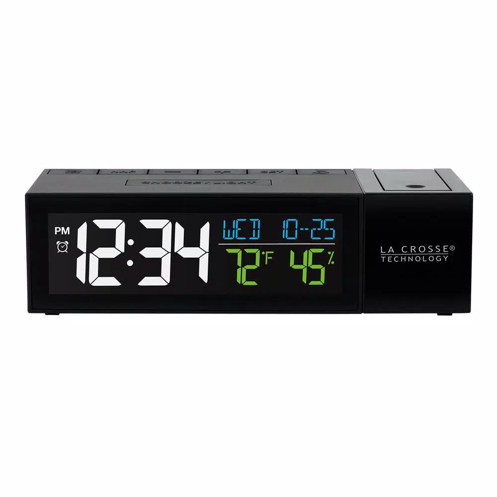 La Crosse Technology Pop-Up Projection Alarm Clock with USB Charging Port, Temperature and Humidity Display, Black
