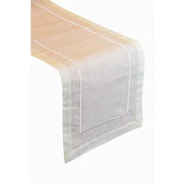 Lintex Harper Border Linen Look Table Runner, 13 x 72 in, Ivory