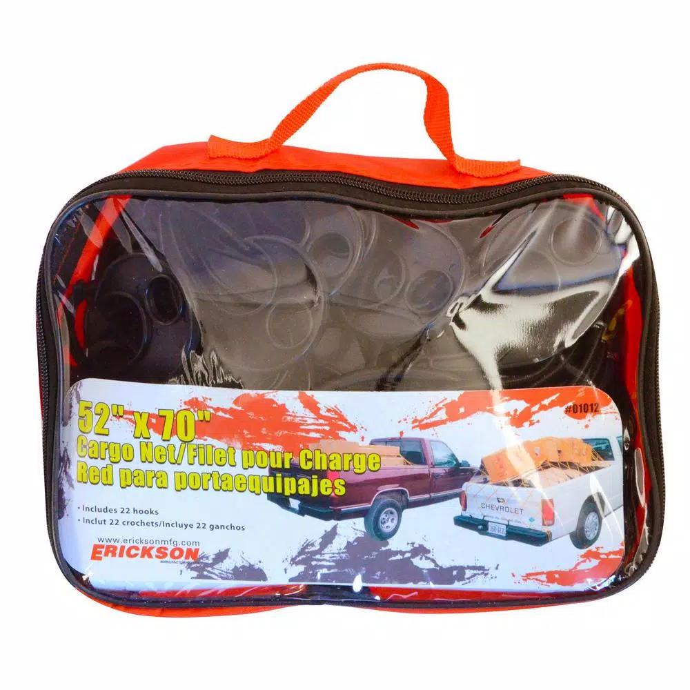 Erickson 52 in. x 70 in. Truck Cargo Net with 22 Hooks and Storage Bag