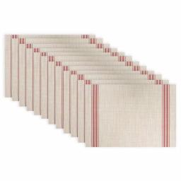 RITZ Red Stripe Reversible Woven Indoor Outdoor Placemats, 19 x 13 in, Set of 12 thumbnail 1