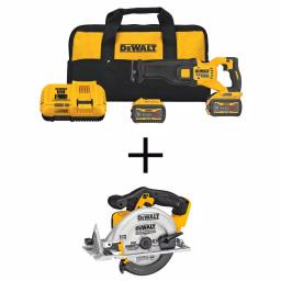 DEWALT FLEXVOLT 60V MAX Cordless Brushless Reciprocating Saw & 6-1/2 in. Circular Saw Combo Kit with (2) 9.0 Ah Batteries thumbnail 1