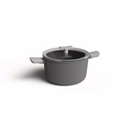 BergHOFF Leo 5.8 qt. Aluminum Nonstick Stock Pot with Glass Lid, Grey thumbnail 1