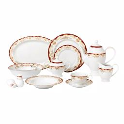 Lorren Home Trends La Luna Mabel 57-Piece Red Bone China Dinnerware Set, Service for 8 thumbnail 1