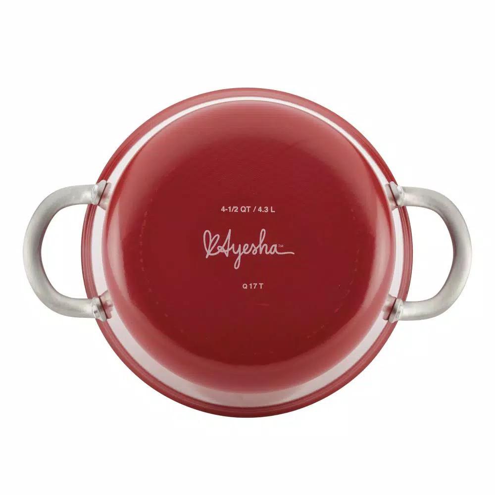 Ayesha Curry Ayesha Home Collection 4.5 Qt. Porcelain Enamel Nonstick Covered Saucepot - Sienna Red