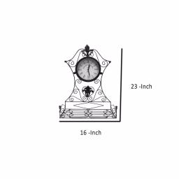 Benjara Epoch Black Metal Outdoor Clock with Scrollwork and Storage Base thumbnail 5