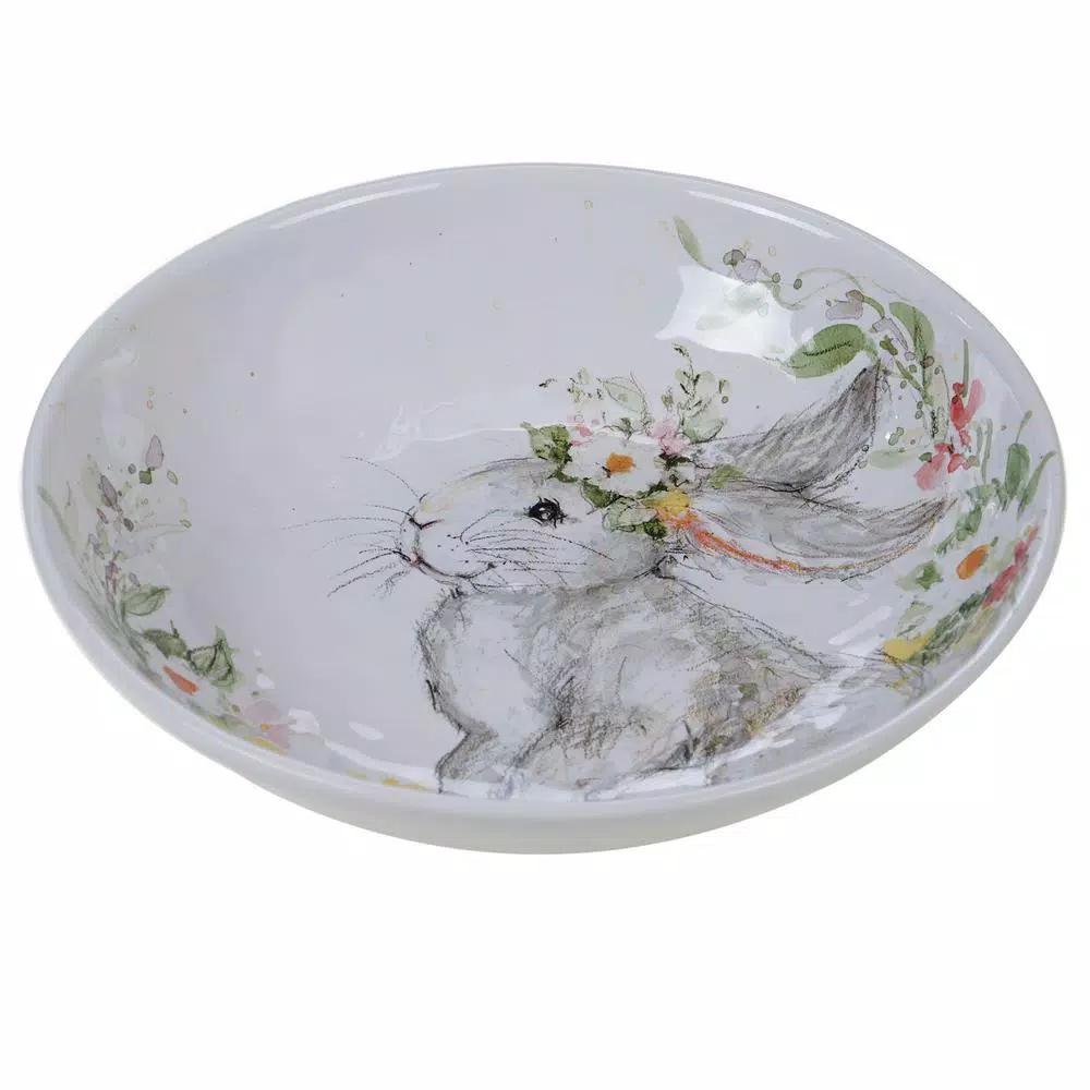 Certified International Sweet Bunny 13 in. Multicolored Earthenware Serving Bowl