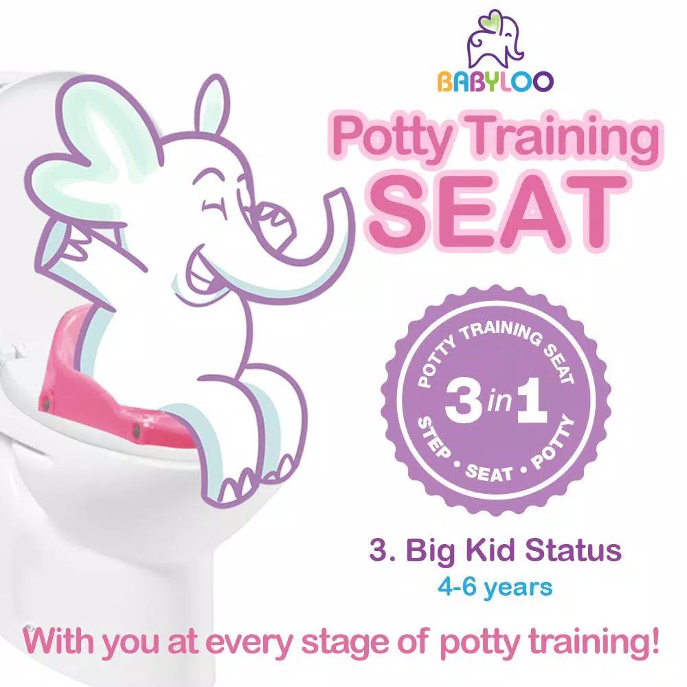 Babyloo Bambino 3-in-1 Convertible Toddler Potty Trainer and Step Stool - Pink