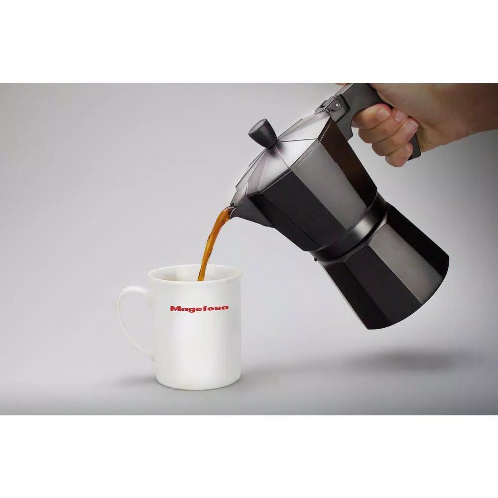 Magefesa Kenia Noir 3-Cup Aluminum Espresso Maker - Black Stovetop Moka Pot