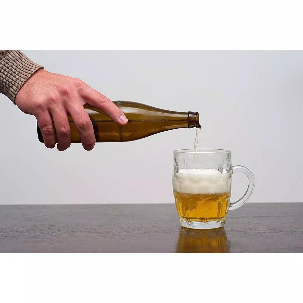LavoHome 16 oz Clear Dimple Stein Beer Glass Mugs with Large Handle, Set of 6