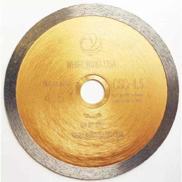 Whirlwind USA 4-1/2 in. Continuous Rim Diamond Saw Blade for Wet Tile, Porcelain, and Glass Cutting