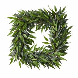 Pure Garden 22 in. Square Artificial Ficus Microphylla Leaf Wreath, Green thumbnail 1