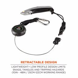 Ergodyne Squids 3001 Standard Black Retractable Tool Lanyard with Single Carabiner and Loop End (2 lb Capacity) thumbnail 3