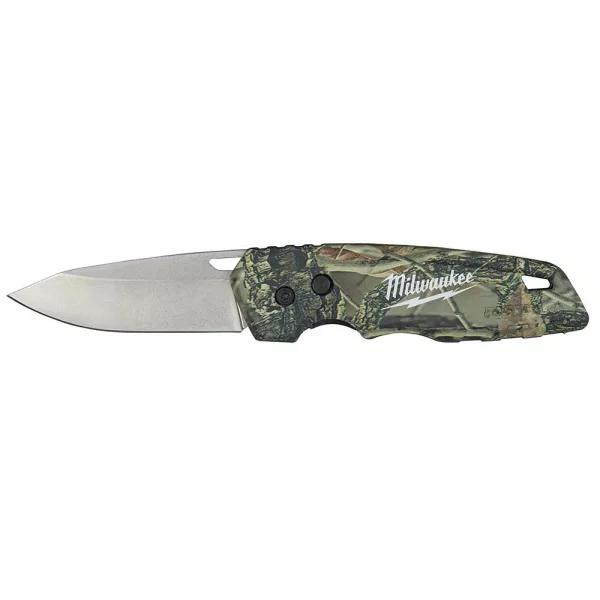 Milwaukee FASTBACK Camo Stainless Steel Folding Knife with 2.95 in. Drop Point Blade