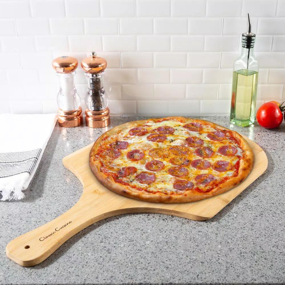 Classic Cuisine Bamboo Pizza Peel - Wooden Pizza Paddle & Serving Board