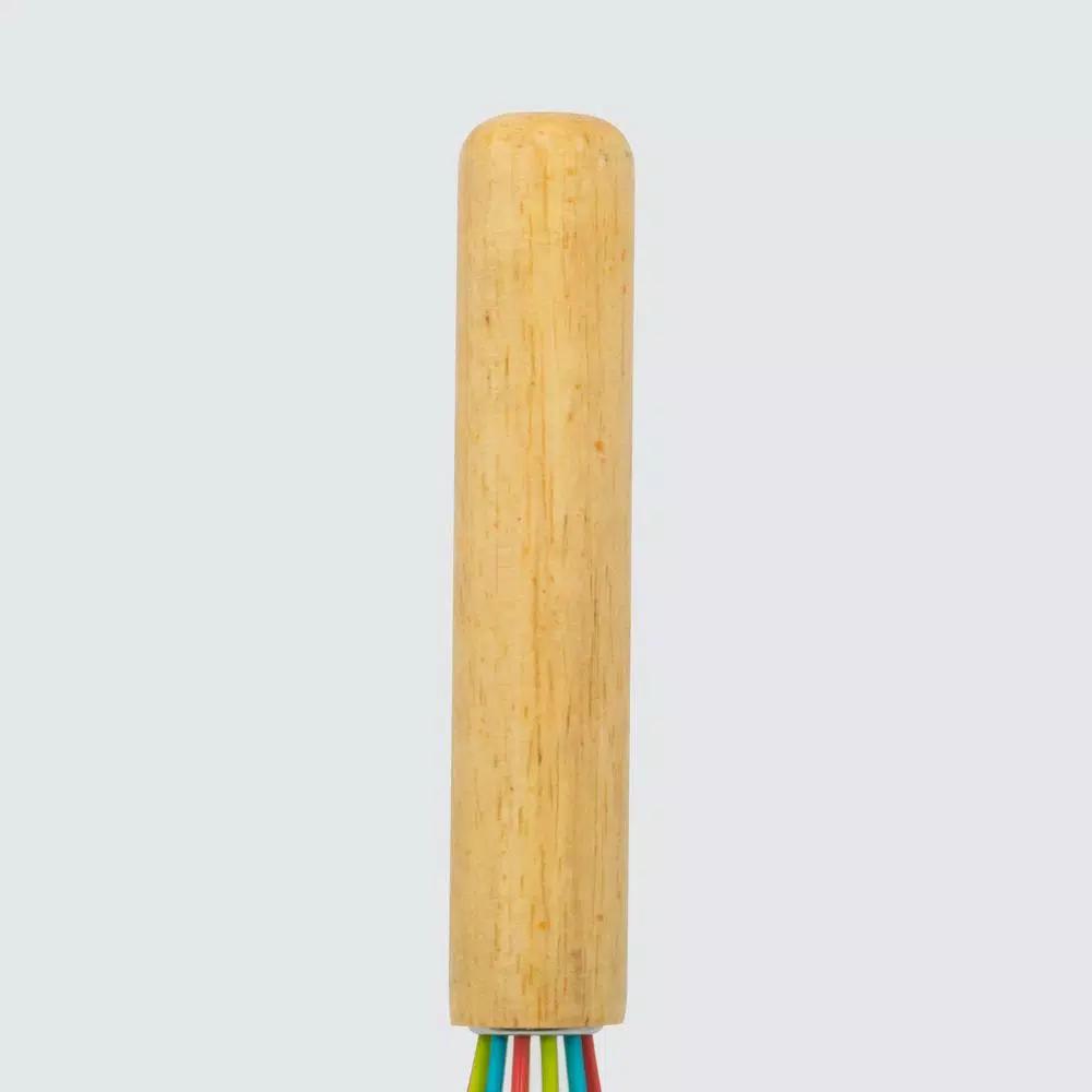 ExcelSteel 10 in. Silicone Tri-Color Whisk with Comfortable Wooden Handle