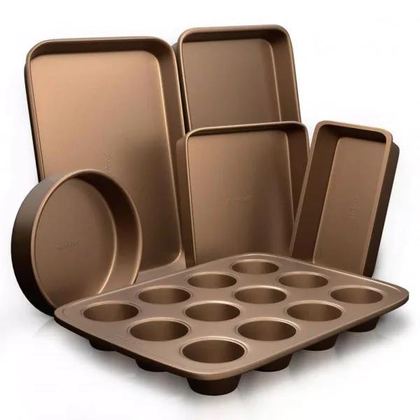 NutriChef 6-Piece Non-Stick Carbon Steel Bakeware Set - Professional Kitchen Baking Pan Set