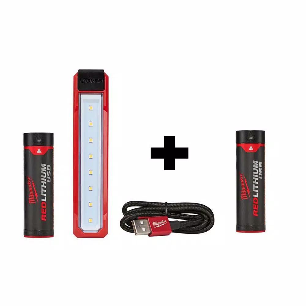 Milwaukee ROVER USB Rechargeable LED Pocket Flood Light, 445 Lumens, with Extra REDLITHIUM USB Battery